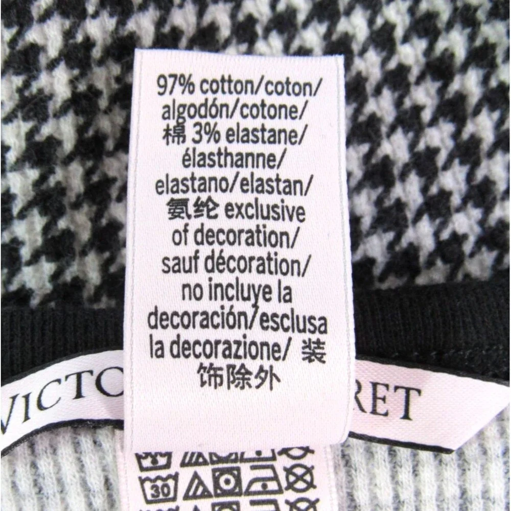 Victoria’s Secret Thermal Waffle Pajama Top Houndstooth Heart Stretch Size XXL